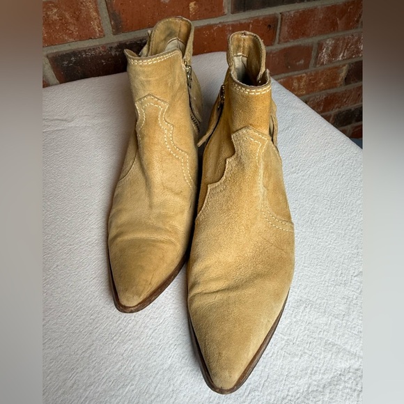 Sundance Dan Post Tan Suede Cowgirl Western Booties Country Westernwear - Picture 2 of 10